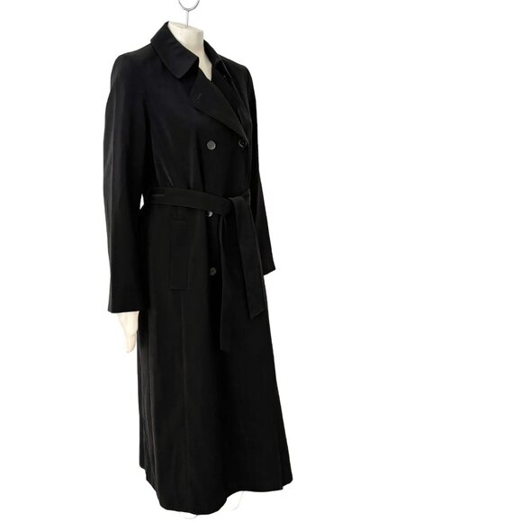 NWT GALLERY Water Repellent Double Breasted Belted Trench Coat in Black SZ 8 - Picture 6 of 14